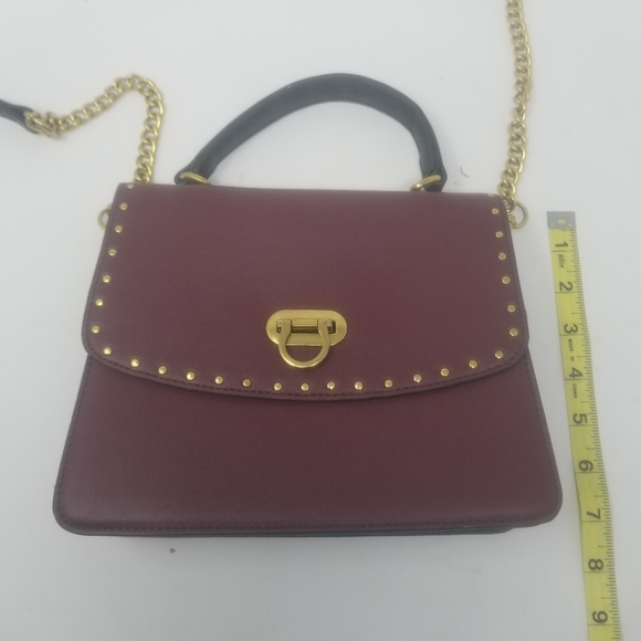Like Dreams Burgundy Black and Gold Studded Crossbody Detachable Chain Strap Bag - Picture 7 of 10